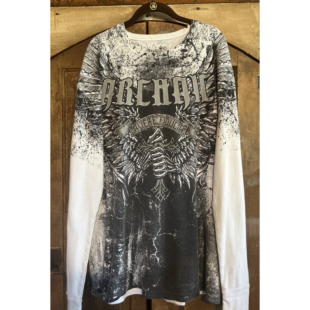 Archaic Shirt Mens 3XL Thermal Long Sleeve Gothic Graphic Avere Fiducia